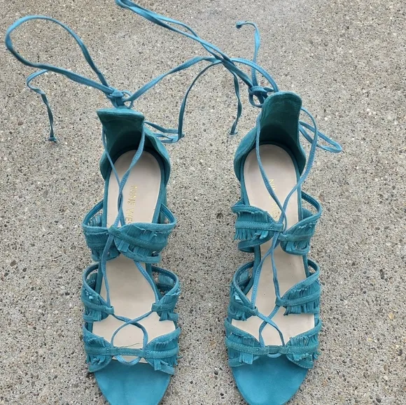 Nine West Turquoise Lace-Up Sandals Women Size 8