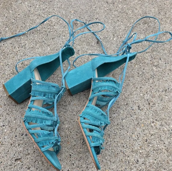 Nine West Turquoise Lace-Up Sandals Women Size 8