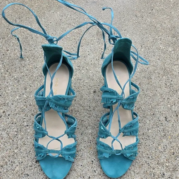 Nine West Turquoise Lace-Up Sandals Women Size 8
