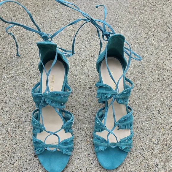 Nine West Turquoise Lace-Up Sandals Women Size 8