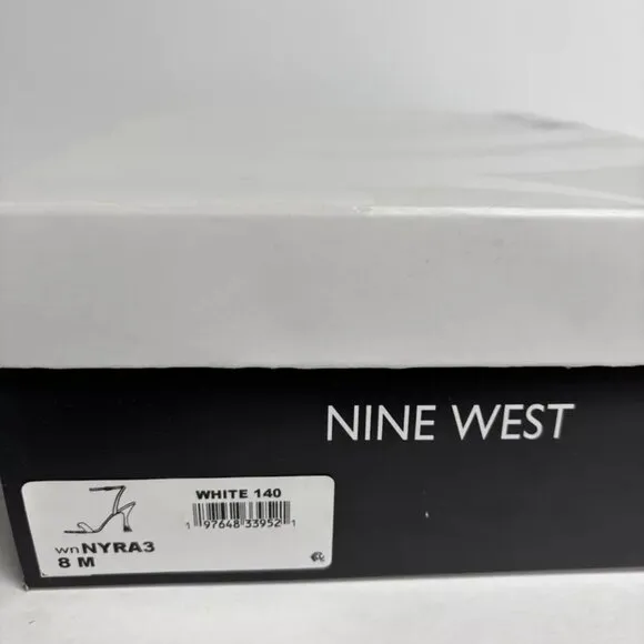 Nine West Women’s Nyra White Ankle Strap Sandals, Size 8 M