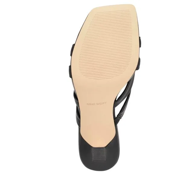 Nine West Women's Yeander Square Toe Slide Sandals Black Size 6