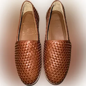 Nisolo Brown Woven Leather Loafers Slip-Ons