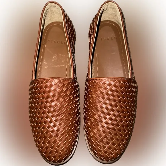 Nisolo Brown Woven Leather Loafers Slip-Ons