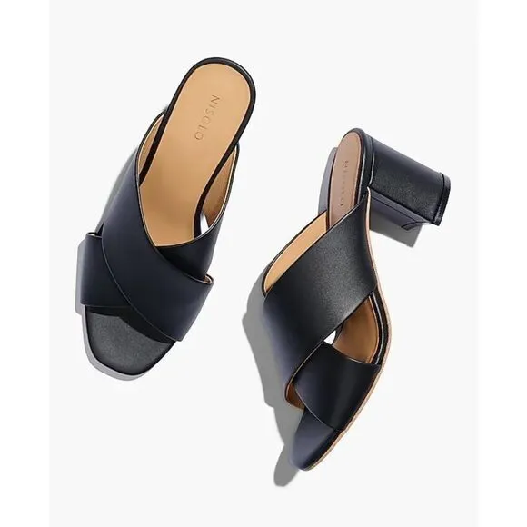 NISOLO Carina Cross Strap Mule Sandals Slides size 8.5 Leather