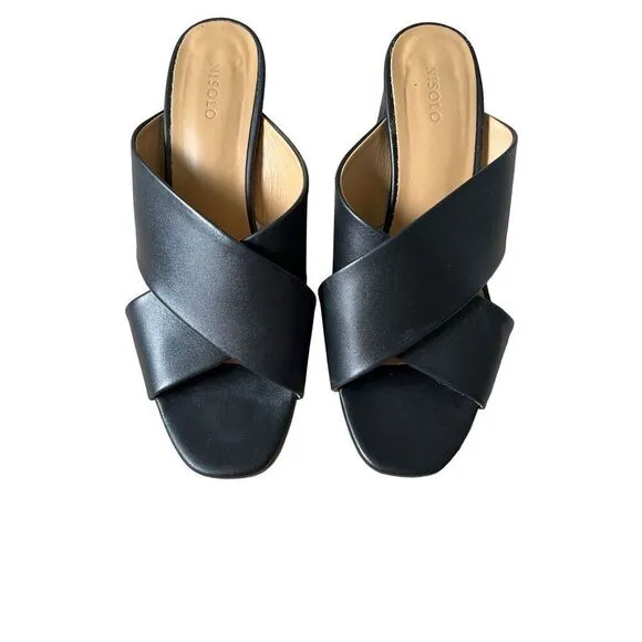 NISOLO Carina Cross Strap Mule Sandals Slides size 8.5 Leather