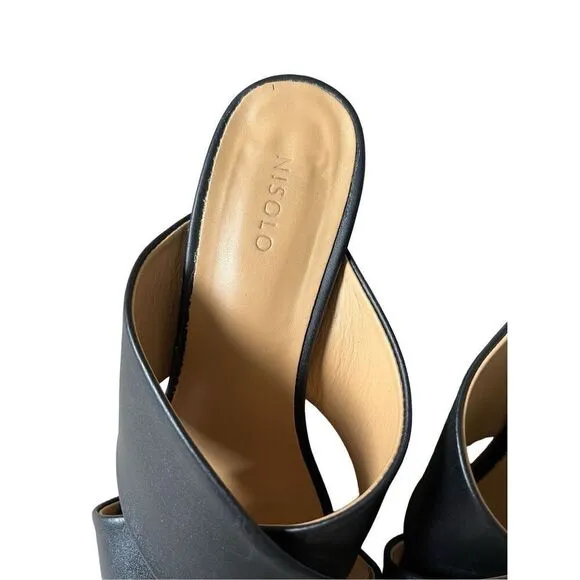 NISOLO Carina Cross Strap Mule Sandals Slides size 8.5 Leather