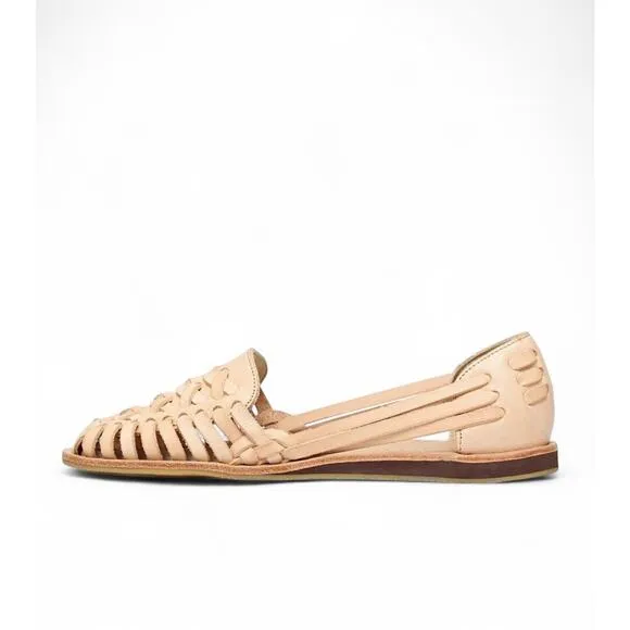 Nisolo Huarache Leather Sandals Slip On Almond Natural  9.5 NWB Anthropologie