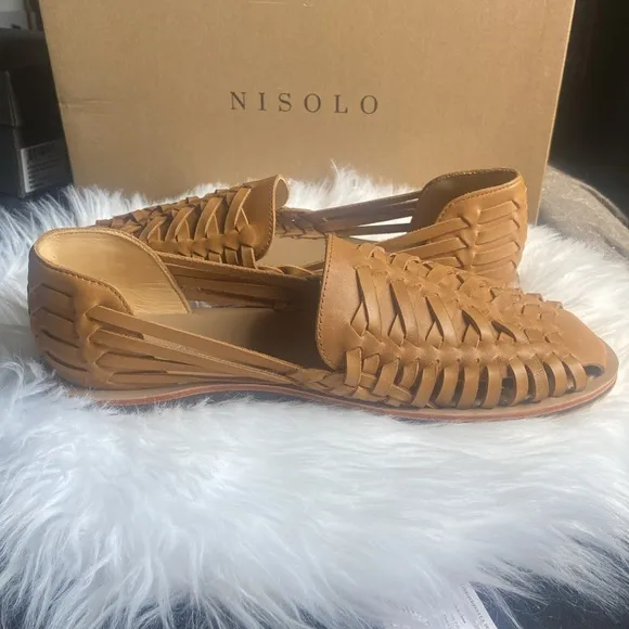 Nisolo Men’s Huarache Woven Saddle Brown Leather Loafers Size 11 NWB &amp; Dustbag