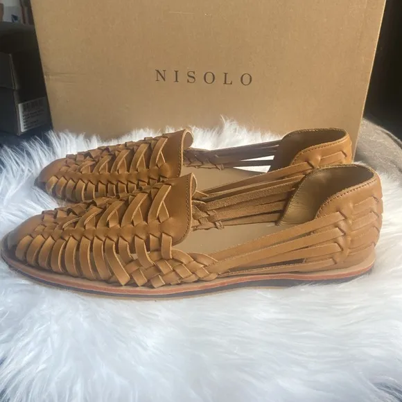 Nisolo Men’s Huarache Woven Saddle Brown Leather Loafers Size 11 NWB &amp; Dustbag