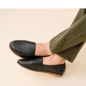 Nisolo Woven Slip-On Loafers Flats Black size 10