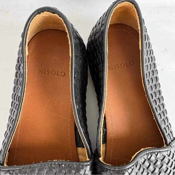 Nisolo Woven Slip-On Loafers Flats Black size 10