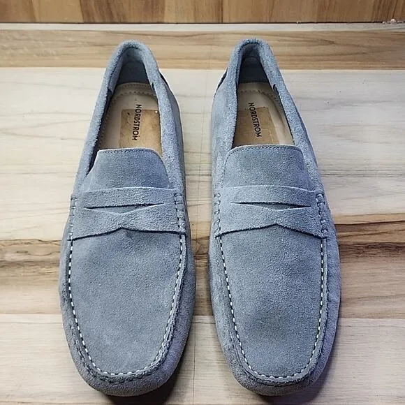 NORDSTROM GRAY DRIVING LOAFERS MENS 10.0 MADE BRAZIL NWOB ELEGANT
