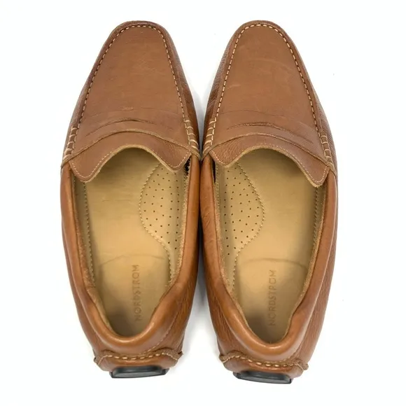 Nordstrom Men’s Driving Penny Loafer Natural Tan Leather Shoes Size 10