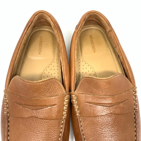Nordstrom Men’s Driving Penny Loafer Natural Tan Leather Shoes Size 10
