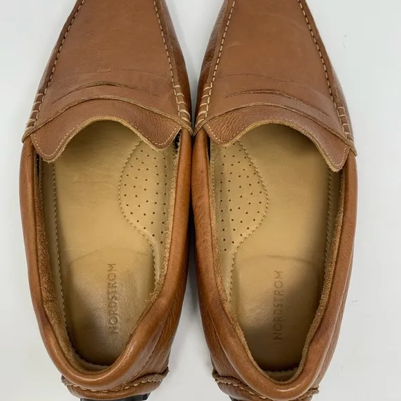 Nordstrom Men’s Driving Penny Loafer Natural Tan Leather Shoes Size 10
