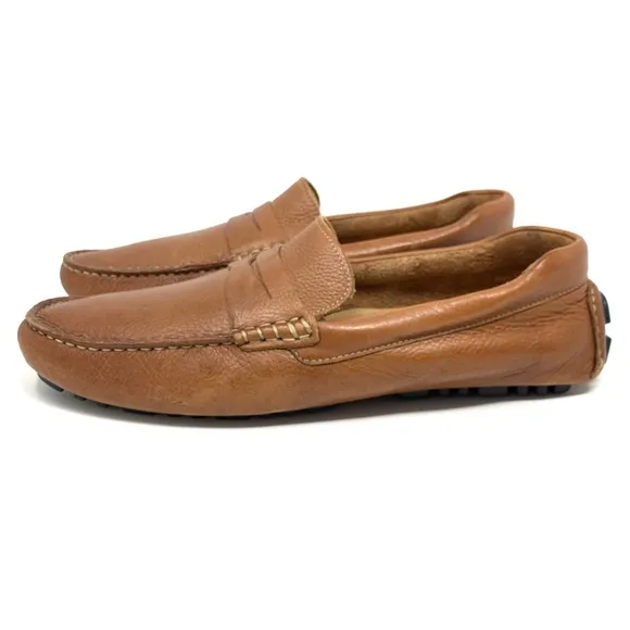 Nordstrom Men’s Driving Penny Loafer Natural Tan Leather Shoes Size 10