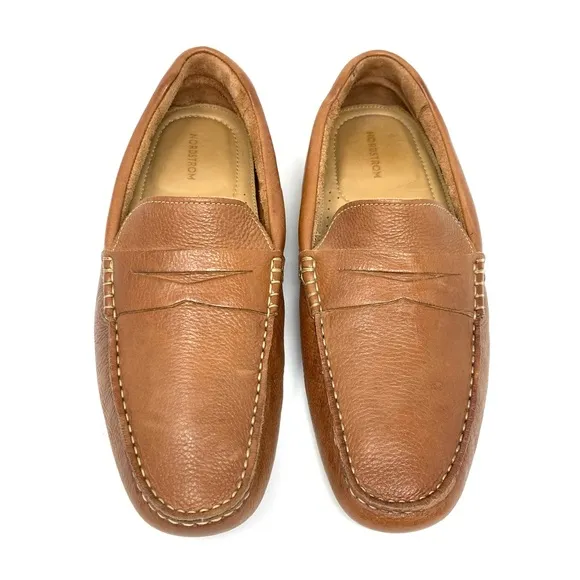 Nordstrom Men’s Driving Penny Loafer Natural Tan Leather Shoes Size 10