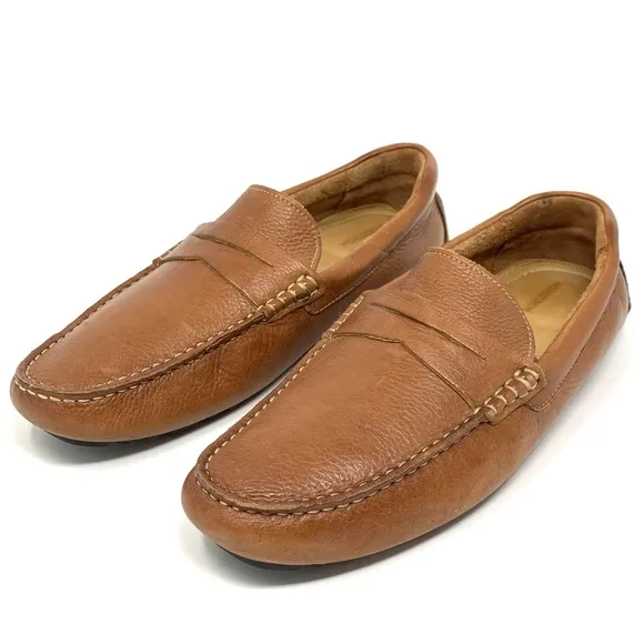 Nordstrom Men’s Driving Penny Loafer Natural Tan Leather Shoes Size 10