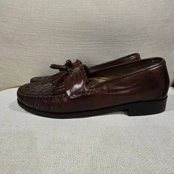 NUNN BUSH Mens Loafers Dress Tassel Brown Flex Leather Sz 9M Preppy Academia
