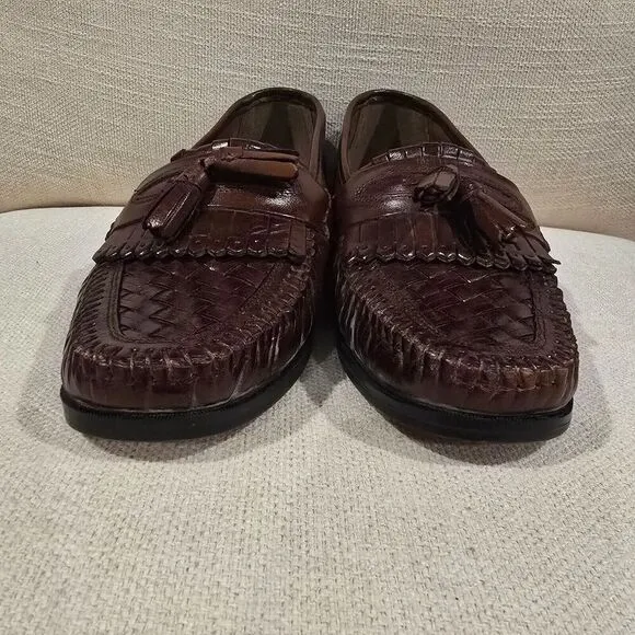NUNN BUSH Mens Loafers Dress Tassel Brown Flex Leather Sz 9M Preppy Academia