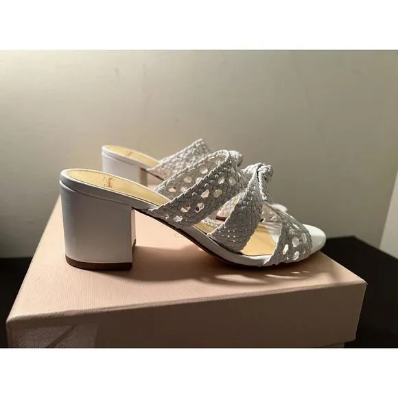 NWB Alexandre Birman CLARITA Womens Leather White Braided Mule sandal 36.5/US 6