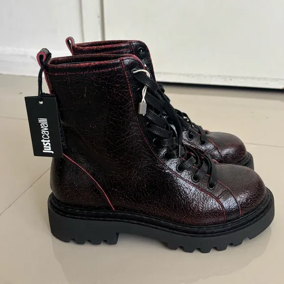 NWB‼️ JUST CAVALLI Leather combat boots Size US 5.5/ EU 36