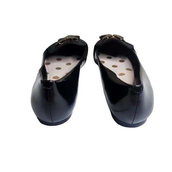 NWOB Boden womens black leather jeweled almond toe slip on casual flats Sz 11M