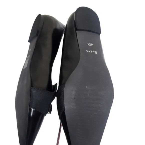 NWOB Boden womens black leather jeweled almond toe slip on casual flats Sz 11M