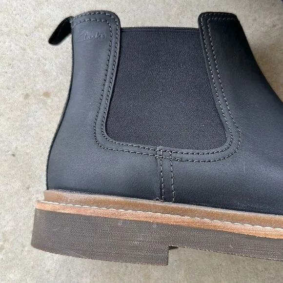 NWOB Clarks BushAcre Chelsea Black Boots Men’s Size 10