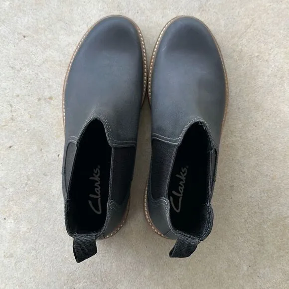 NWOB Clarks BushAcre Chelsea Black Boots Men’s Size 10