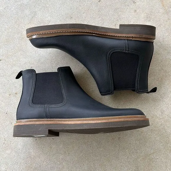NWOB Clarks BushAcre Chelsea Black Boots Men’s Size 10