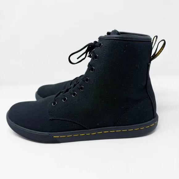 NWOB Dr. Martens Black Canvas Sheridan Combat Boots Women's Size 11 Lace Up