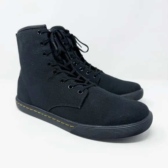 NWOB Dr. Martens Black Canvas Sheridan Combat Boots Women's Size 11 Lace Up