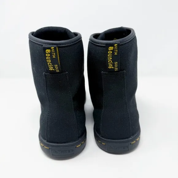 NWOB Dr. Martens Black Canvas Sheridan Combat Boots Women's Size 11 Lace Up
