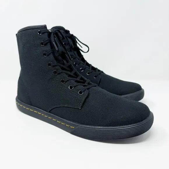 NWOB Dr. Martens Black Canvas Sheridan Combat Boots Women's Size 11 Lace Up