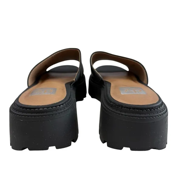 NWOB DV Dolce Vita Liliah Lug Sole Platform Slide Sandals in Black Size 8