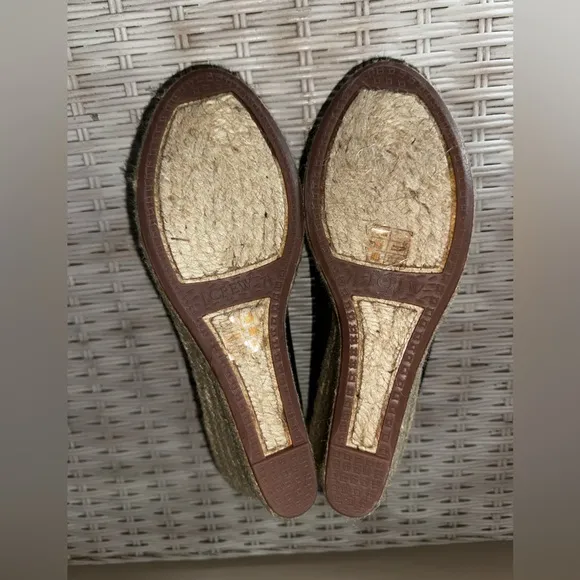 NWOB    J. Crew Black and Tan Wedge Espadrilles