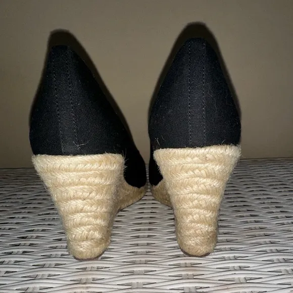 NWOB    J. Crew Black and Tan Wedge Espadrilles