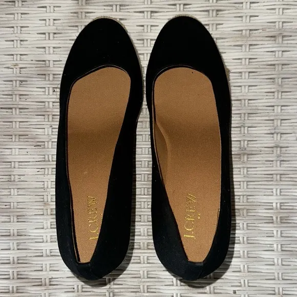 NWOB    J. Crew Black and Tan Wedge Espadrilles