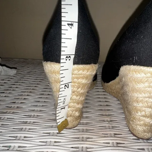 NWOB    J. Crew Black and Tan Wedge Espadrilles