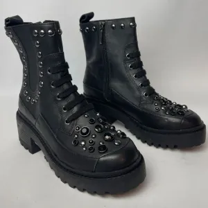 NWOB Karl Lagerfeld Studded Combat Boots - Chunky, Size 5M Adams whimsy goth