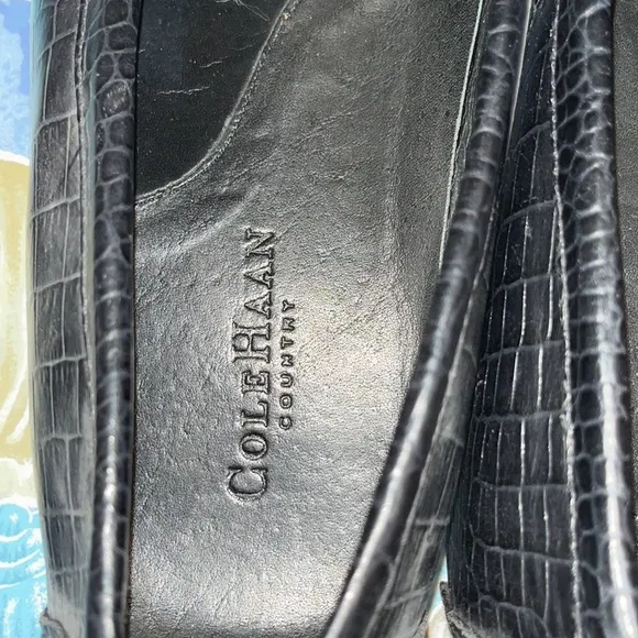 NWOB! Men’s 10 1/2 D Cole Haan Black Leather Croc Embossed Loafers. Gorgeous!!!