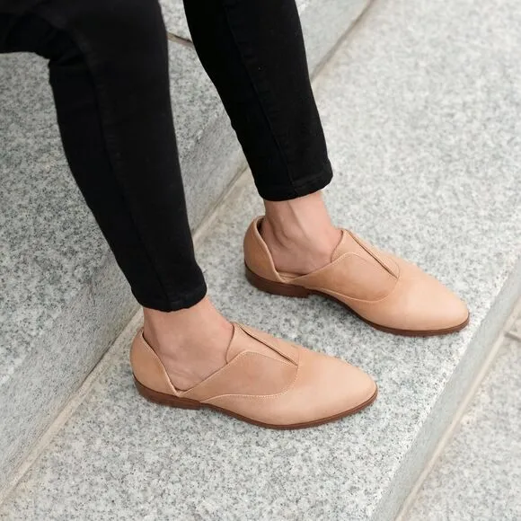 NWOB NISOLO Emma d'Orsay Oxford Flats in Almond Leather US 8