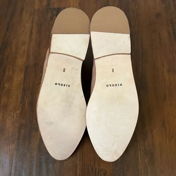 NWOB NISOLO Emma d'Orsay Oxford Flats in Almond Leather US 8