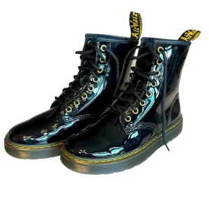 NWOB Women's Dr. Martens Black Patent Leather Combat Boots Full Lace Up Size 7