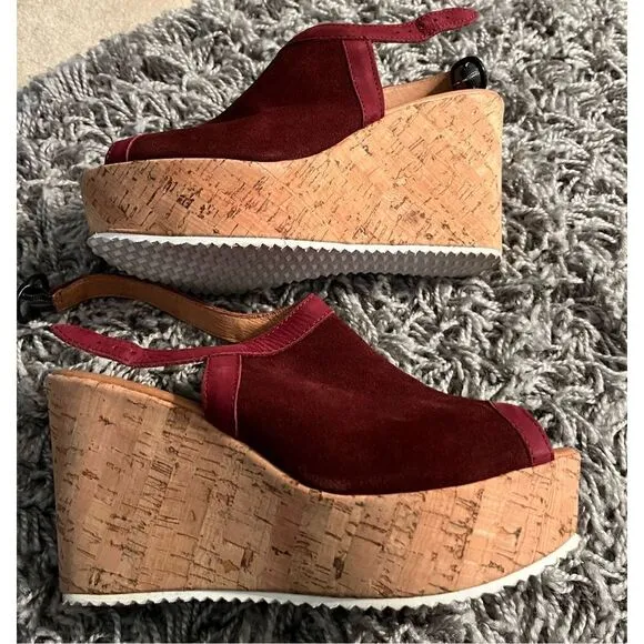 NWOB Barneys New York Suede Platform Wedge Sandal