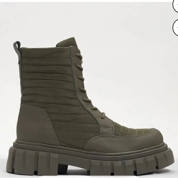 NWOB💥Sam Edelman Olympia Olive Chunky Lug Sole Lace Up Ankle Combat Boots Sz. 9