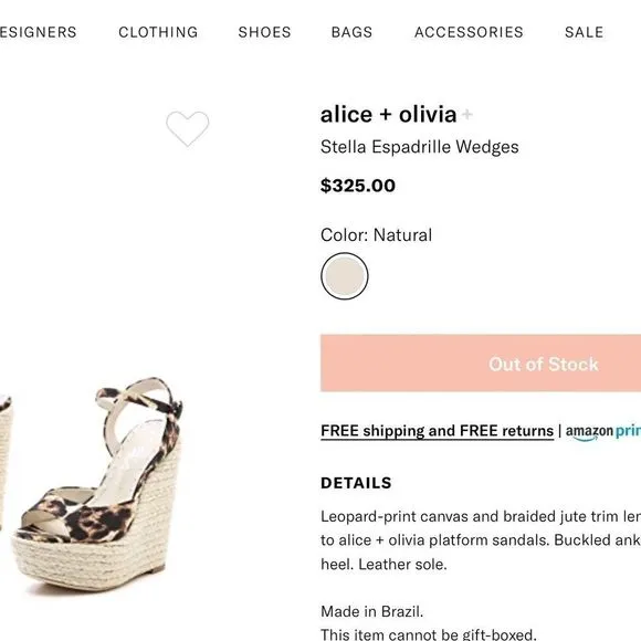 NWOT $325 Alice &amp; Olivia | Stella | Mob Wives | Leopard Espadrilles