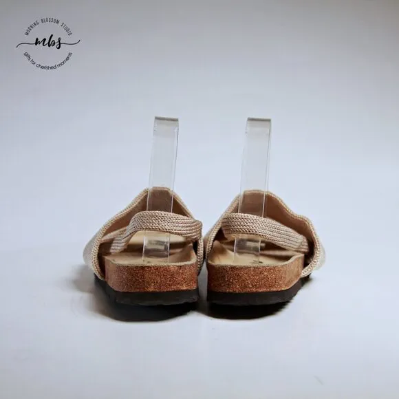 NWOT Arcopedico Stretch Knit Cork 2 Strap Sandals Beige Women 9.5